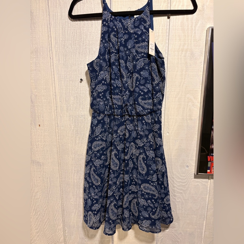 Elegant Blue Paisley Dress